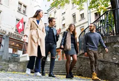 Students walking down steps in Geneva